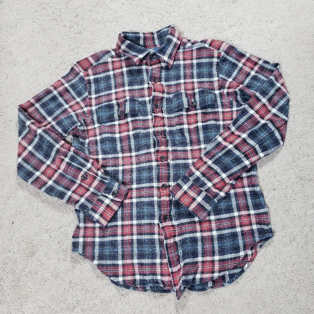 Vintage Ralph Lauren Flannel Shirt Mens Med (FITS SMALL) Plaid Silk Wool Cotton